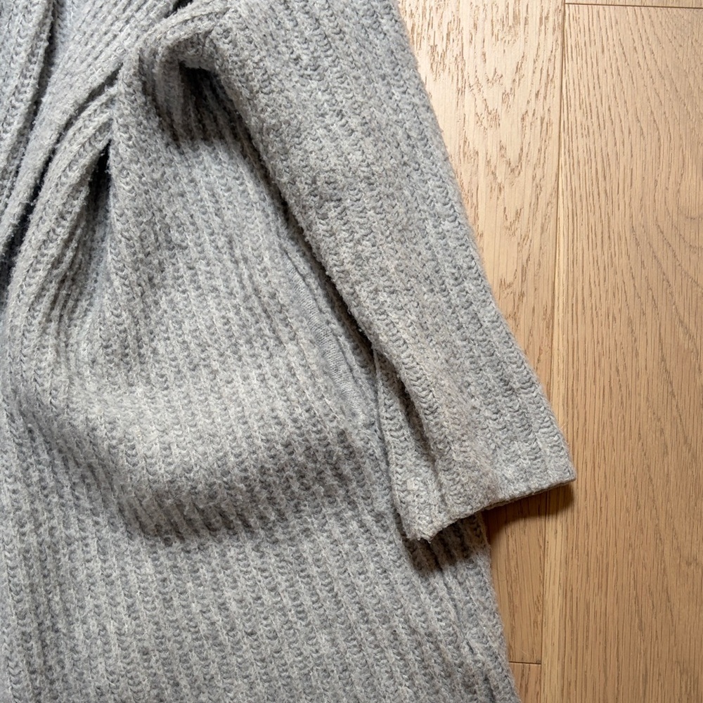 J. Crew Light Gray Ribbed Open-Front Cardigan Coat - Picture 3 of 14